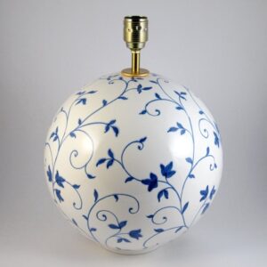 Llum de taula bola Tissú blau i blanc — Ceràmica Gimeno