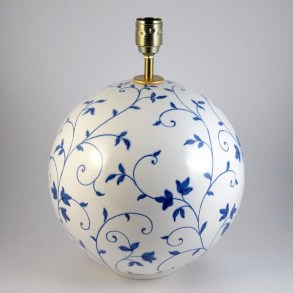 Llum de taula bola Tissú blau i blanc — Ceràmica Gimeno