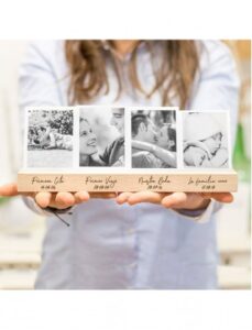 Moments: base de fotos personalitzable en fusta de faig