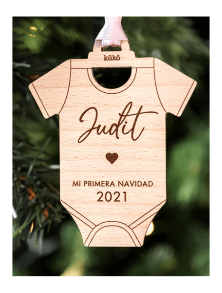 Decoració de fusta «El meu primer Nadal» amb forma de pitet - Be Creative Andorra